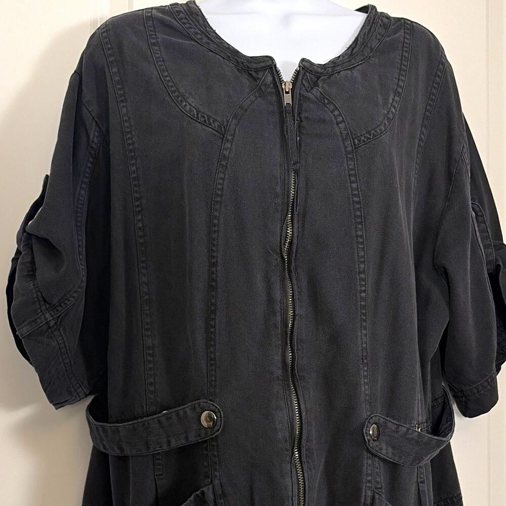 Free People let’s ride washed black cargo Jumpsuit XL artist, Lagenlook
